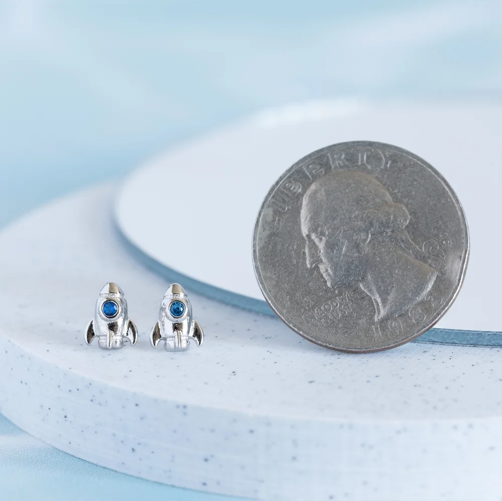 Silver Rocketship Studs (S925) - Only 1 left! - Picture 8 of 8